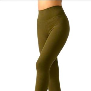 Joah brown olive green ribbed leggings